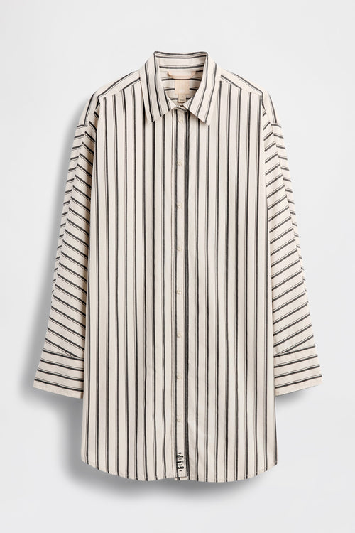 GAP X BEIS Oversized Big Stripe Shirt in Khaki Black Stripe