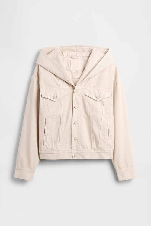GAP X BEIS Hooded Denim Jacket in Light Tundra
